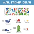 Cartoon sea life wall stickers sheet with turtle and whale measuring 33x99cm for kids room - 33*24cm