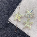 Macro detail of iridescent glass starfish beads with colorful AB coating for DIY jewelry - Yellow Green Starfish