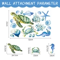 Watercolour ocean sea turtle and sea horse self-adhesive PVC wall sticker set - Fresh Watercolor Turtle Seahorse (TCS90023) / 32*21cm