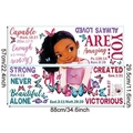 Adesivo murale con ragazza dei cartoni animati, frasi e farfalle di 88x57cm - UV20527T_R: 88cm*57cm