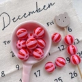 Macro shot of colorful striped acrylic round beads for DIY handmade jewelry crafts - Style 8 Pink Red Striped 12mm