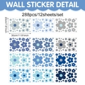 Set mit 288 Gänseblümchen Wandaufklebern in Blau und Grau für die Schlafzimmerdeko - Blau- und Grautöne Floral (CT8CZW30024T_T) / 20*30cm*12 Blätter
