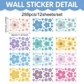 Böhmisches Gänseblümchen Wandsticker Set mit 288 Teilen in bunten Pastellfarben - Macaron Mehrfarbig Floral (CT8CZW30025T_T) / 20*30cm*12 Blätter