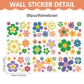 Detailed set of 88pcs colorful bohemian floral wall stickers across 9 sheets for kids' rooms - 20*30cm*9 Sheets / Multicolor (UV24Y12755T_T)