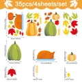 35-piece Thanksgiving window clings set with pumpkins, maple leaves, and turkey motifs - Thanksgiving 35 Piece Set (UV24Y10560T_T) / Colorful