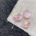 Close-up of pink iridescent shell glass beads for DIY jewelry with pearlescent finish - Pink Shell
