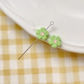 Detail of green and pink flower beads on a metal pin for DIY jewelry making - Five-Petal Flower (8#)
