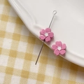 Macro detail of pink cherry blossom enamel flower beads showing hole structure for DIY jewelry - Five-Petal Flower (3#) / 1 Piece / Rose Pink