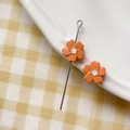 Detail of orange enamel flower beads on a silver metal pin for DIY jewelry making - Five-Petal Flower (1#) / 1 Piece / Orange