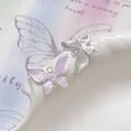 Dettaglio macro di ciondoli a farfalla in lega con perle per creazione di gioielli - Farfalla Perla Viola Bordo Argento