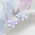 Dettaglio di ciondoli a farfalla in lega con perle per creazione di gioielli fai-da-te - Farfalla Perla Viola Bordo Bianco