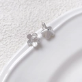 Silver-plated five-petal flower charms with radial texture and hanging holes for DIY jewelry - Five-Petal Flower / Silver