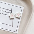 Macro shot of star-shaped cream alloy beads with pink dots for DIY jewelry making - Star Shape - White