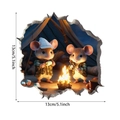 3D PVC Mauseloch Wandtattoo mit camping Mäusen Dekor Aufkleber in 13x13cm - Camping-Röstmaus (CT70127G_T) / 13x13cm