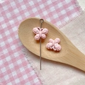 Pink butterfly bead with polka dots on a metal pin for DIY jewelry making - Pink Polka Dot Butterfly