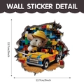 5 Zoll Wandsticker mit Mausfahrer und Bausteinen in 3D-Optik, quadratisches Format - Rennmaus (CT70161G_T) / 12.7x12.7cm