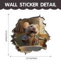 3D cartoon mouse brushing teeth PVC wall sticker for skirting board, 5x5 inch decal - Mouse Brushing Teeth (CT70165G_T)