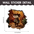 3D cowboy mouse hole wall sticker in self-adhesive PVC for home decor, 5-inch size - Western Cowboy Mouse (CT70166G_T)