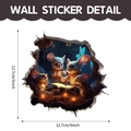 3D-Mauseloch-Wandtattoo aus 12,7cm PVC für die Dekoration von Fußleisten im Raum - Maus beim Lesen bei Kerzenlicht (CT70162G_T) / 12.7x12.7cm