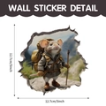 3D cartoon mouse hole wall sticker featuring a hiking mouse with gear, 12.7cm size - Outdoor Hiking Mouse (CT70178G_T)