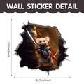 3D cute warrior mouse wall sticker in red cape, 5 inch waterproof PVC decor for kids rooms - Warrior Mouse with Sword (CT70179G_T)