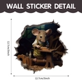 3D cartoon mouse hole wall sticker featuring a carpenter mouse design in 5-inch size - Woodworking Mouse (CT70176G_T)