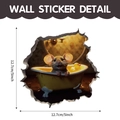 3D cute mouse in bathtub wall sticker with rubber duck, 5-inch PVC decor - Mouse Bathing in Tub (CT70180G_T)