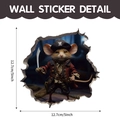 Autocollant mural 3D souris pirate dans un trou, sticker PVC étanche pour chambre, 12.7cm - Souris Pirate (CT70183G_T)