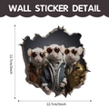 3D cheese mouse hole wall sticker with mice in leather jackets and sunglasses 5x5 inch - Cool Sunglasses Mouse (CT70163G_T)