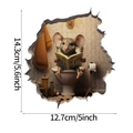 Sticker mural 3D en PVC représentant une souris de dessin animé lisant sur des toilettes - Souris aux Toilettes Lisant le Journal (CT70160G_T)
