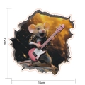 Sticker mural 3D trou de souris avec souris rock jouant de la guitare rose, 15x15 cm - Souris Guitariste (CT24Y10057G_T)