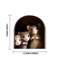 Sticker mural 3D trou de souris avec trois souris grises dimensions 15x12.5 cm - Trois Souris Grises Assises En Rangée (UV50001T_T)
