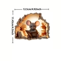 Sticker mural 3D souris lisant dans son trou pour chambre d'enfant, décalcomanie PVC - Souris Lisant Dans Un Trou Entouré De Livres (UV50012T_T)