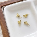 Detail view of 14k gold-plated pearl cup bails with micro-paved sparkling zircon stones - 4# Zirconia Inlaid Design - K Gold
