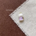 Détail d'un pendentif chope de bière en émail violet 14,5x8,5mm avec dorure et mousse blanche - 12# Boisson-Mauve Clair