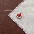 Vue détaillée du pendentif émaillé pastèque en cœur avec dimensions 12,5x13,5 mm - 10# Pastèque en Cœur