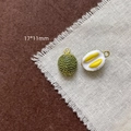 Détail macro de breloques durian 17x11mm en formes pleines et fendues pour bijoux DIY - 8# Durian-Vert