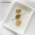 Detalle macro de cuentas de jade y baño de oro 12,5x9,5mm para creación de joyas DIY - Calabaza de Jade Oro Antiguo