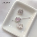 Close-up of 12x9.5mm pink Wu Lou bead with zircon inlay for DIY jewelry making - White Gold Plated Pink Gourd
