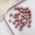 Macro shot of pink cube glass beads with sunburst pattern and glaze texture for DIY jewelry - Rounded Cube (3#) / Dark Pink