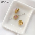 Detailed view of hollow gold-plated gourd bead with pink stone and 12*9.5mm scale - Gold Plated Pink Gourd