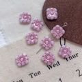 Macro shot of pink gradient square floral glass beads for DIY jewelry making - Size 6