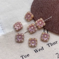Macro view of vintage square floral Czech glass beads for DIY jewelry making - 3#