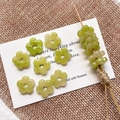 Detail of green flower beads with translucent texture for handmade DIY jewelry crafting - 5# Yellow Green
