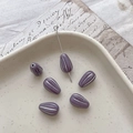 Macro shot of purple glass teardrop beads with silver stripes for DIY jewelry making - 3# Purple Silver Edging