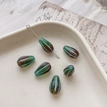 Macro detail of vintage forest green and brown teardrop glass beads for DIY jewelry - 2# Green Coffee Gradient Blue Edging