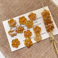Macro detail of amber hollow flower beads with white marble texture for DIY jewelry making - 2# Transparent Coffee
