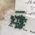 Macro view of vintage dark green glass cube beads with Picasso texture for DIY jewelry - 14#