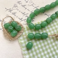 Macro shot of light green translucent glass beads shaped like flower buds for DIY jewelry - 7# Dark Green