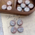 Macro shot of retro sunflower Czech glass beads for DIY jewelry with silver engravings - Pink And Gray Blue (4#)